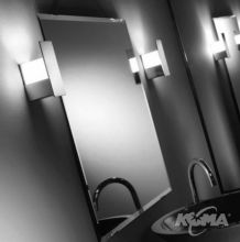 Kleine elegancki kinkiet ścienny łazienkowy 1x48W G9 230V polerowany inox-stal nierdzewna szkło opal